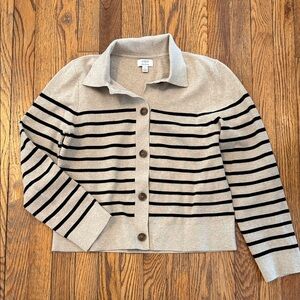 J. Crew Factory Women's Beige and Black Striped Cardigan